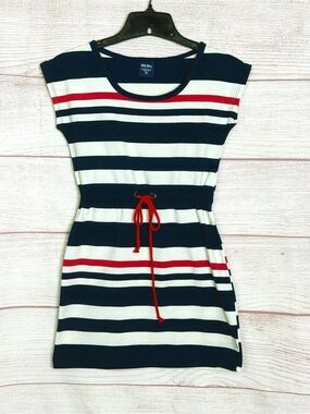 Blu Mediterranean Lifestyle Girls Nautical  Dress Sleeveless Cotton Striped 10